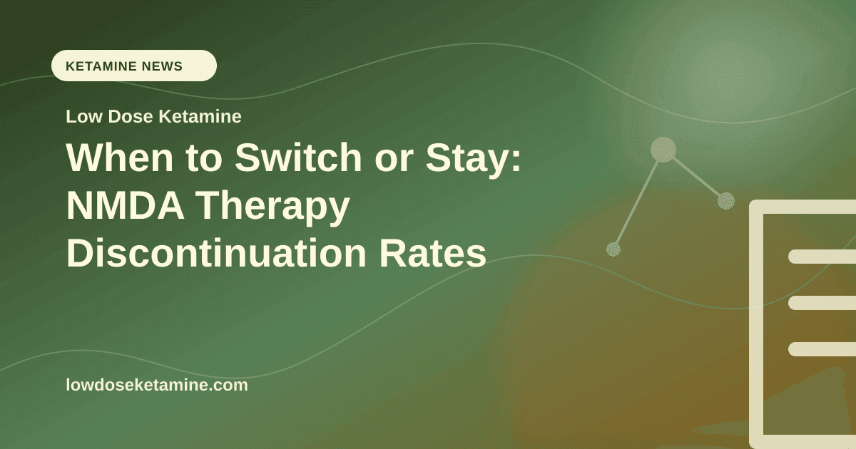 When to Switch or Stay: NMDA Therapy Discontinuation Rates article visual for Low Dose Ketamine