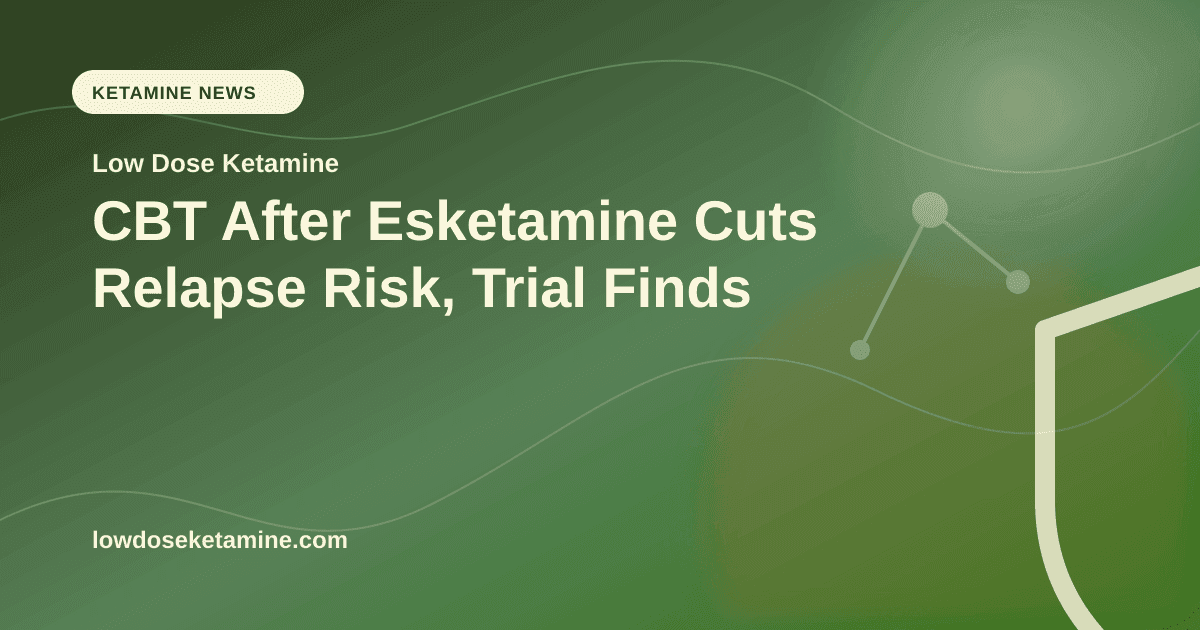 CBT After Esketamine Cuts Relapse Risk, Trial Finds article visual for Low Dose Ketamine
